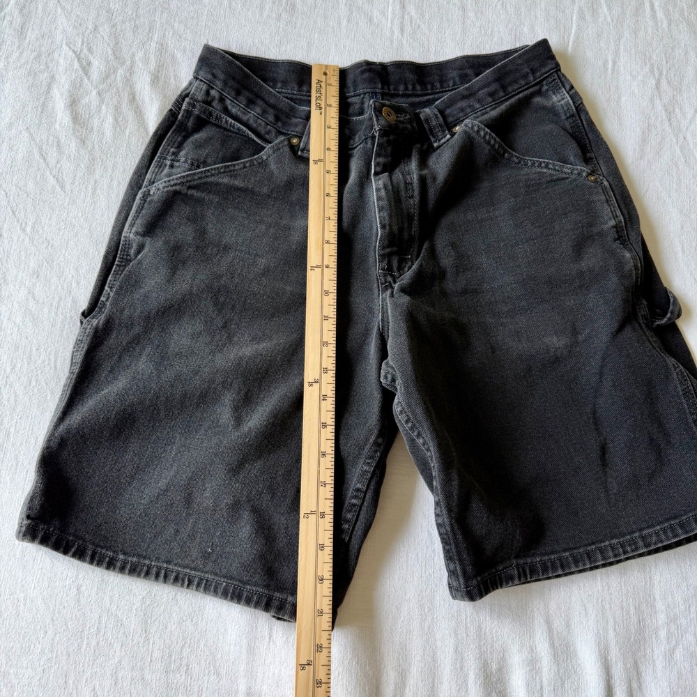 Lee Dungarees Black Carpenter Denim Shorts Sz 31.5 Workwear Faded - Picture 5 of 9
